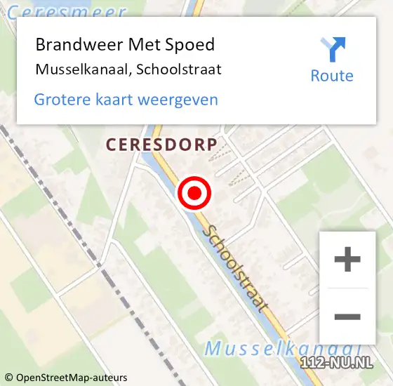 Locatie op kaart van de 112 melding: Brandweer Met Spoed Naar Musselkanaal, Schoolstraat op 13 november 2021 09:49