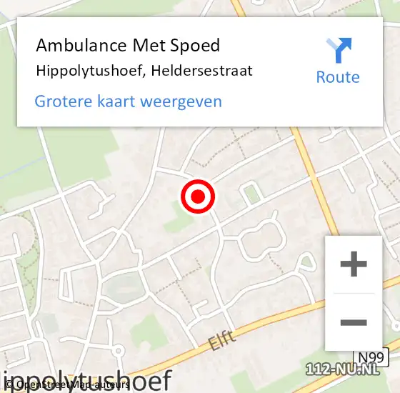 Locatie op kaart van de 112 melding: Ambulance Met Spoed Naar Hippolytushoef, Heldersestraat op 13 november 2021 10:12