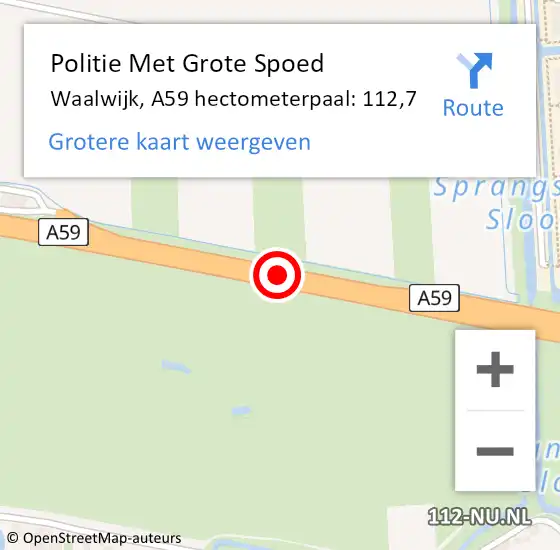 Locatie op kaart van de 112 melding: Politie Met Grote Spoed Naar Waalwijk, A59 hectometerpaal: 112,7 op 13 november 2021 10:38