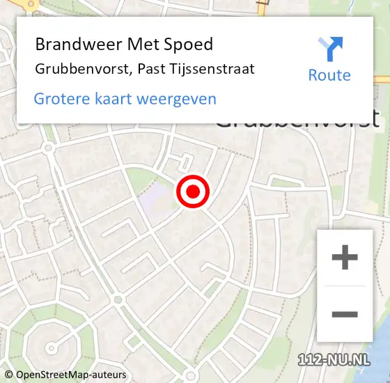 Locatie op kaart van de 112 melding: Brandweer Met Spoed Naar Grubbenvorst, Past Tijssenstraat op 13 november 2021 10:47