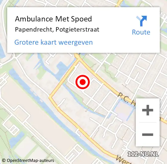 Locatie op kaart van de 112 melding: Ambulance Met Spoed Naar Papendrecht, Potgieterstraat op 13 november 2021 11:11
