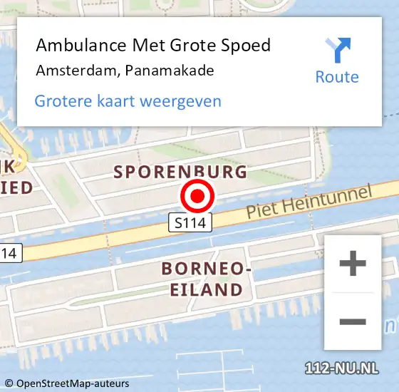 Locatie op kaart van de 112 melding: Ambulance Met Grote Spoed Naar Amsterdam, Panamakade op 13 november 2021 11:20