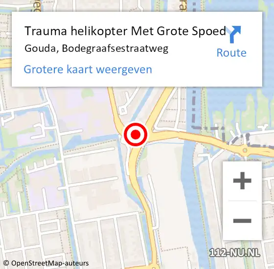 Locatie op kaart van de 112 melding: Trauma helikopter Met Grote Spoed Naar Gouda, Bodegraafsestraatweg op 13 november 2021 11:45