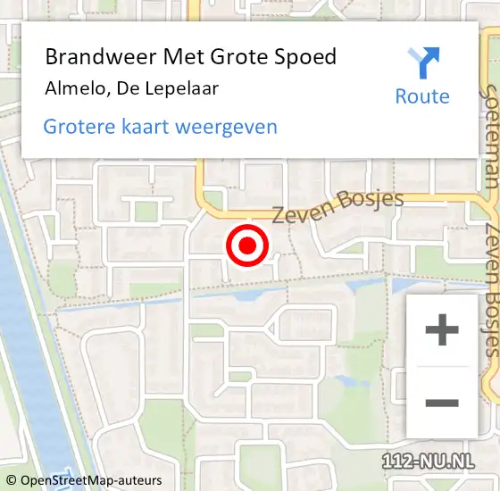 Locatie op kaart van de 112 melding: Brandweer Met Grote Spoed Naar Almelo, De Lepelaar op 13 november 2021 11:54