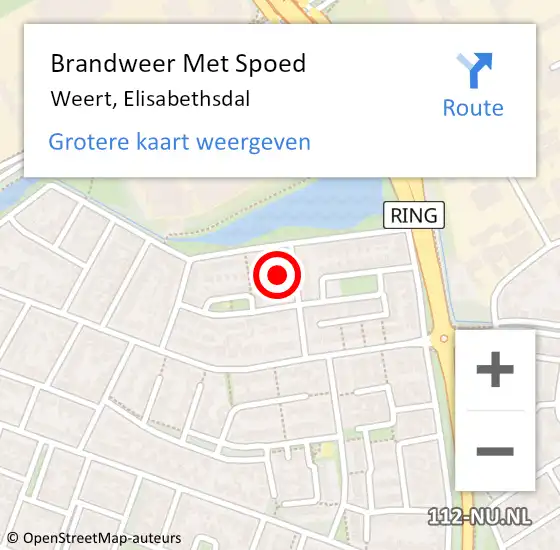 Locatie op kaart van de 112 melding: Brandweer Met Spoed Naar Weert, Elisabethsdal op 13 november 2021 12:18