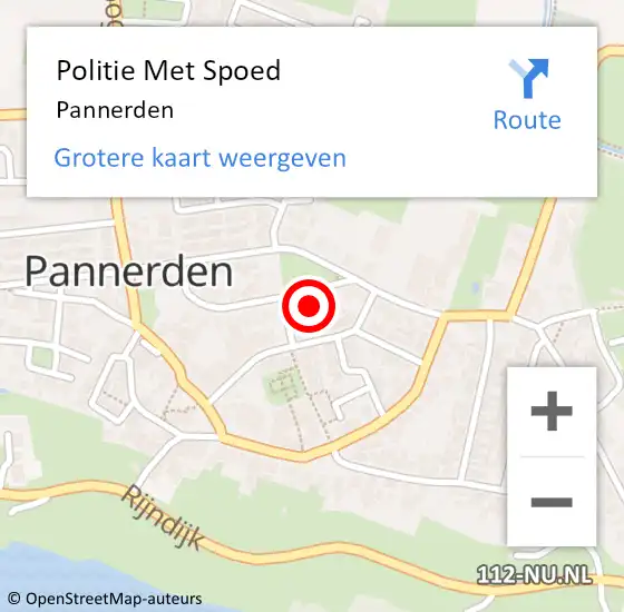 Locatie op kaart van de 112 melding: Politie Met Spoed Naar Pannerden op 13 november 2021 12:42