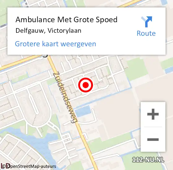 Locatie op kaart van de 112 melding: Ambulance Met Grote Spoed Naar Delfgauw, Victorylaan op 13 november 2021 12:48