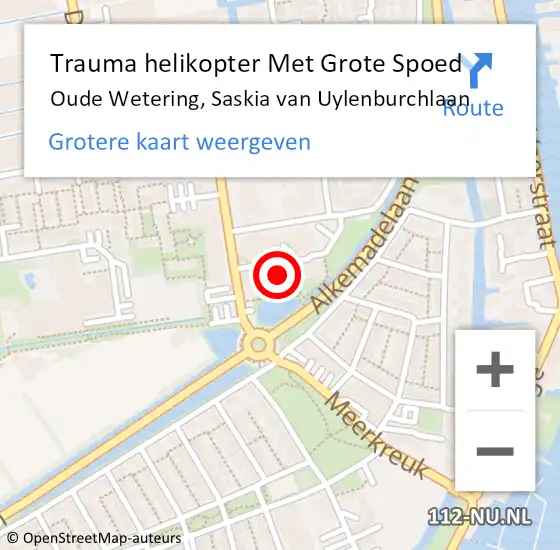 Locatie op kaart van de 112 melding: Trauma helikopter Met Grote Spoed Naar Oude Wetering, Saskia van Uylenburchlaan op 13 november 2021 13:06