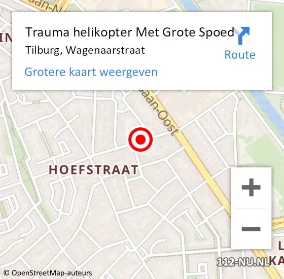 Locatie op kaart van de 112 melding: Trauma helikopter Met Grote Spoed Naar Tilburg, Wagenaarstraat op 13 november 2021 13:14