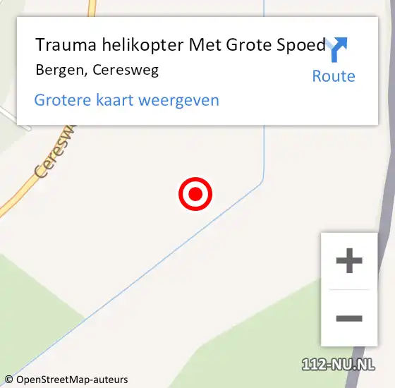 Locatie op kaart van de 112 melding: Trauma helikopter Met Grote Spoed Naar Bergen, Ceresweg op 13 november 2021 13:14