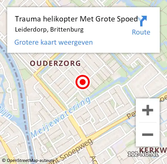 Locatie op kaart van de 112 melding: Trauma helikopter Met Grote Spoed Naar Leiderdorp, Brittenburg op 13 november 2021 13:30