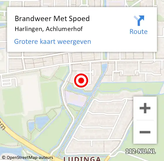 Locatie op kaart van de 112 melding: Brandweer Met Spoed Naar Harlingen, Achlumerhof op 13 november 2021 13:31