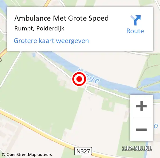 Locatie op kaart van de 112 melding: Ambulance Met Grote Spoed Naar Rumpt, Polderdijk op 13 november 2021 13:36