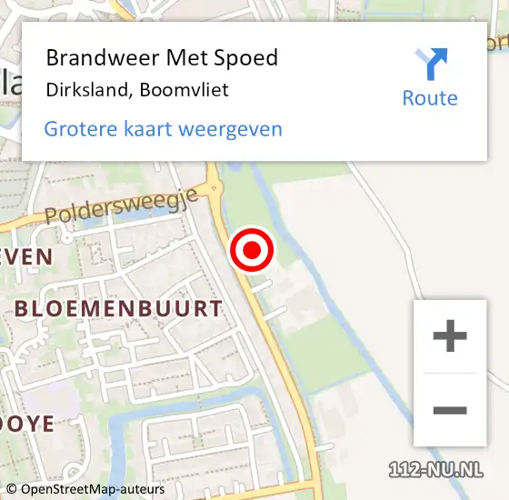 Locatie op kaart van de 112 melding: Brandweer Met Spoed Naar Dirksland, Boomvliet op 13 november 2021 13:51