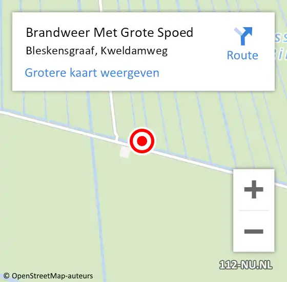 Locatie op kaart van de 112 melding: Brandweer Met Grote Spoed Naar Bleskensgraaf, Kweldamweg op 13 november 2021 14:02