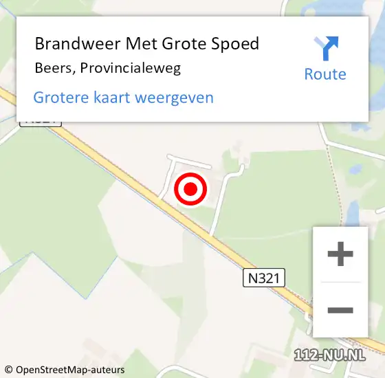 Locatie op kaart van de 112 melding: Brandweer Met Grote Spoed Naar Beers, Provincialeweg op 13 november 2021 14:10