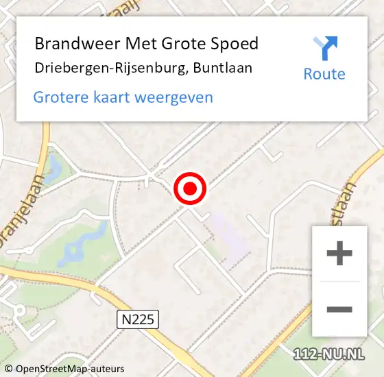 Locatie op kaart van de 112 melding: Brandweer Met Grote Spoed Naar Driebergen-Rijsenburg, Buntlaan op 13 november 2021 14:15