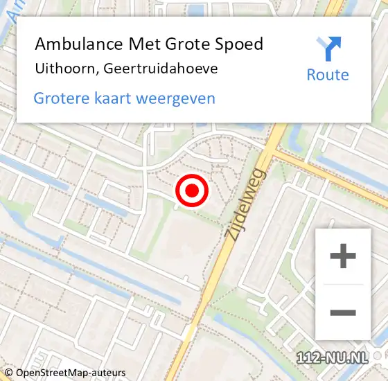 Locatie op kaart van de 112 melding: Ambulance Met Grote Spoed Naar Uithoorn, Geertruidahoeve op 13 november 2021 14:32