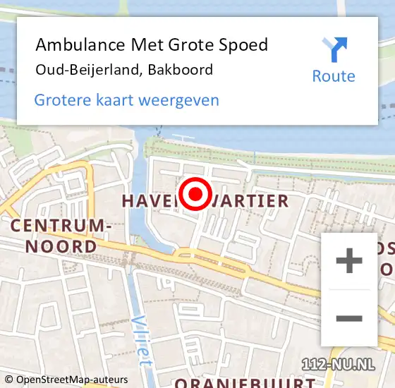 Locatie op kaart van de 112 melding: Ambulance Met Grote Spoed Naar Oud-Beijerland, Bakboord op 13 november 2021 14:41