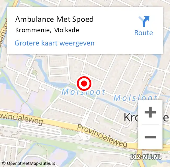 Locatie op kaart van de 112 melding: Ambulance Met Spoed Naar Krommenie, Molkade op 13 november 2021 15:02