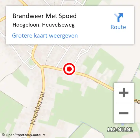 Locatie op kaart van de 112 melding: Brandweer Met Spoed Naar Hoogeloon, Heuvelseweg op 13 november 2021 15:11