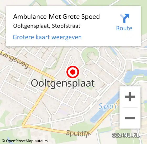 Locatie op kaart van de 112 melding: Ambulance Met Grote Spoed Naar Ooltgensplaat, Stoofstraat op 13 november 2021 15:28