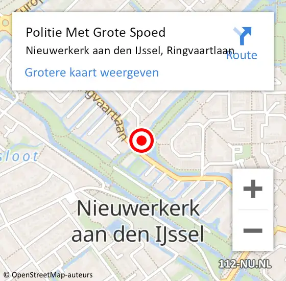 Locatie op kaart van de 112 melding: Politie Met Grote Spoed Naar Nieuwerkerk aan den IJssel, Ringvaartlaan op 13 november 2021 15:46