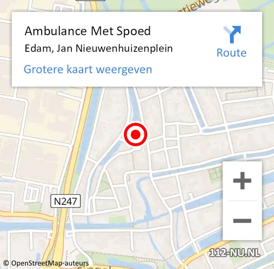Locatie op kaart van de 112 melding: Ambulance Met Spoed Naar Edam, Jan Nieuwenhuizenplein op 13 november 2021 16:00