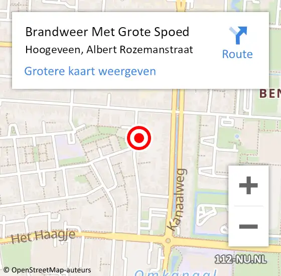 Locatie op kaart van de 112 melding: Brandweer Met Grote Spoed Naar Hoogeveen, Albert Rozemanstraat op 13 november 2021 16:07