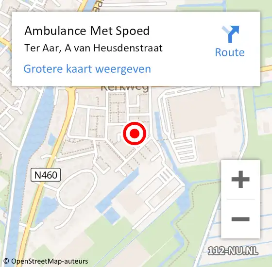 Locatie op kaart van de 112 melding: Ambulance Met Spoed Naar Ter Aar, A van Heusdenstraat op 29 juni 2014 08:06