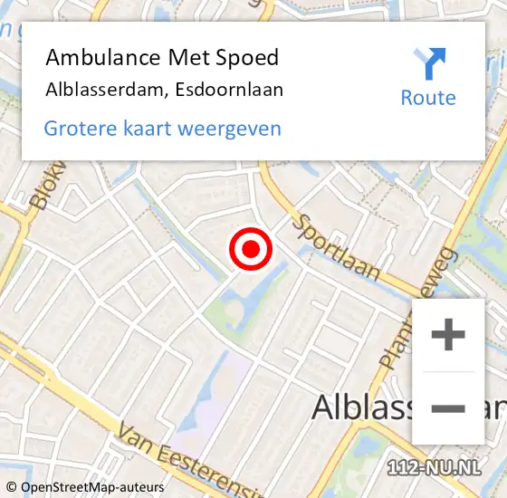 Locatie op kaart van de 112 melding: Ambulance Met Spoed Naar Alblasserdam, Esdoornlaan op 13 november 2021 16:41