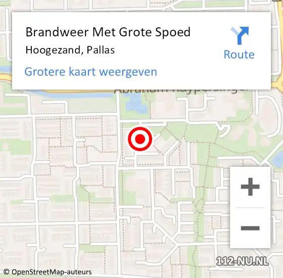 Locatie op kaart van de 112 melding: Brandweer Met Grote Spoed Naar Hoogezand, Pallas op 13 november 2021 16:54