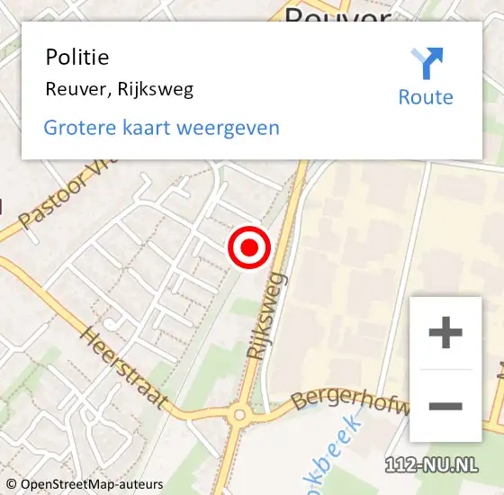 Locatie op kaart van de 112 melding: Politie Reuver, Rijksweg op 13 november 2021 16:57