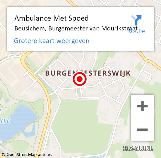 Locatie op kaart van de 112 melding: Ambulance Met Spoed Naar Beusichem, Burgemeester van Mourikstraat op 13 november 2021 17:01