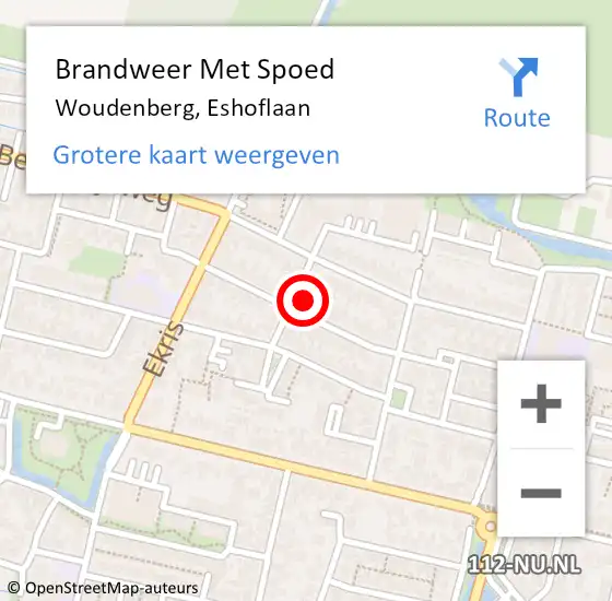 Locatie op kaart van de 112 melding: Brandweer Met Spoed Naar Woudenberg, Eshoflaan op 13 november 2021 17:22