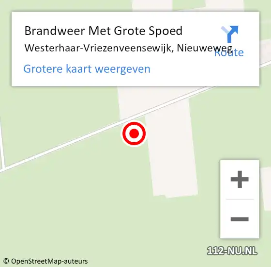 Locatie op kaart van de 112 melding: Brandweer Met Grote Spoed Naar Westerhaar-Vriezenveensewijk, Nieuweweg op 13 november 2021 17:27