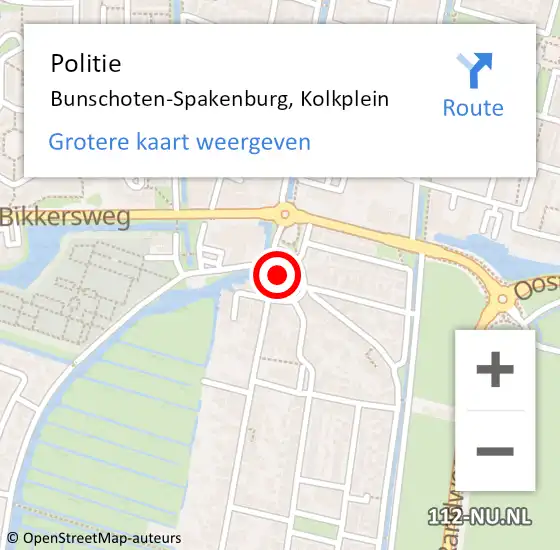 Locatie op kaart van de 112 melding: Politie Bunschoten-Spakenburg, Kolkplein op 13 november 2021 18:09