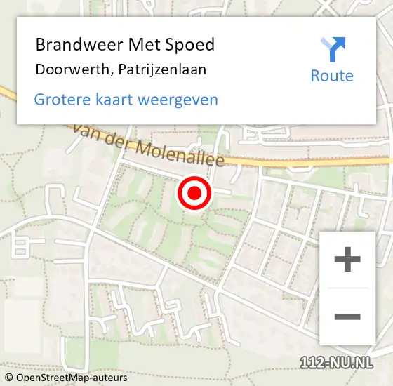 Locatie op kaart van de 112 melding: Brandweer Met Spoed Naar Doorwerth, Patrijzenlaan op 13 november 2021 18:11