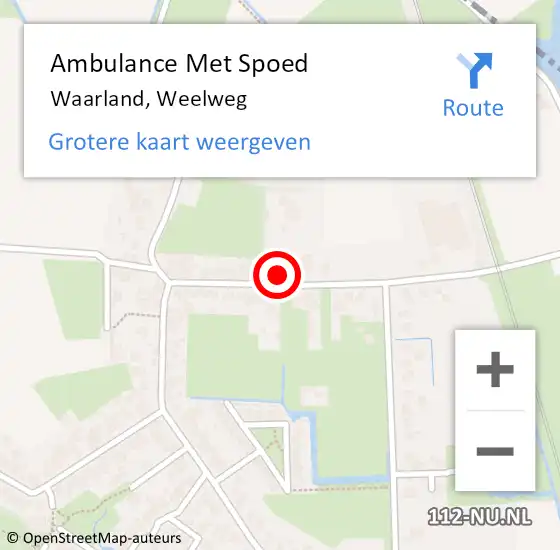 Locatie op kaart van de 112 melding: Ambulance Met Spoed Naar Waarland, Weelweg op 13 november 2021 18:17