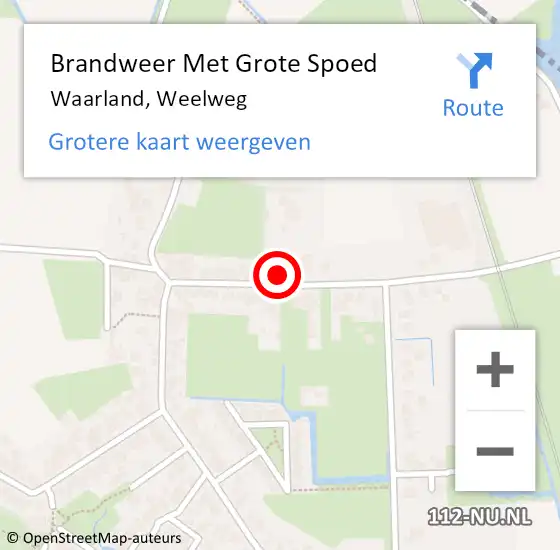 Locatie op kaart van de 112 melding: Brandweer Met Grote Spoed Naar Waarland, Weelweg op 13 november 2021 18:20