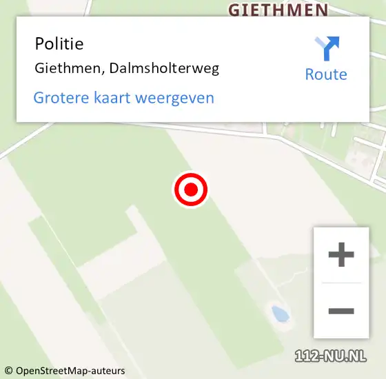 Locatie op kaart van de 112 melding: Politie Giethmen, Dalmsholterweg op 13 november 2021 18:29