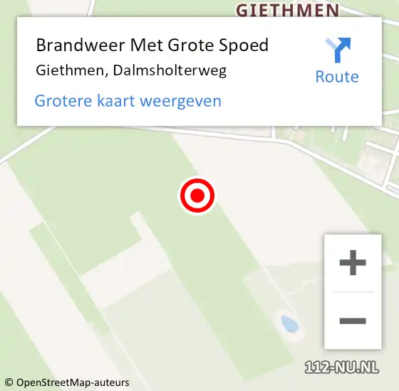 Locatie op kaart van de 112 melding: Brandweer Met Grote Spoed Naar Giethmen, Dalmsholterweg op 13 november 2021 18:29