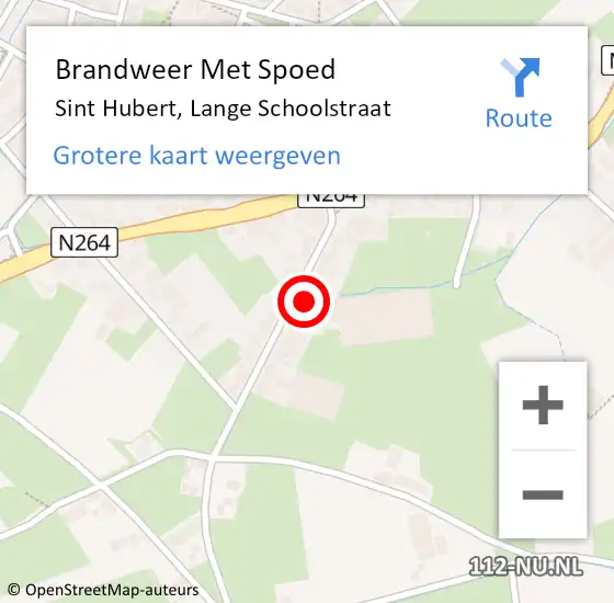 Locatie op kaart van de 112 melding: Brandweer Met Spoed Naar Sint Hubert, Lange Schoolstraat op 13 november 2021 18:31