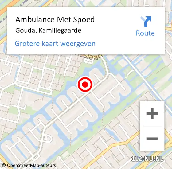 Locatie op kaart van de 112 melding: Ambulance Met Spoed Naar Gouda, Kamillegaarde op 13 november 2021 18:34