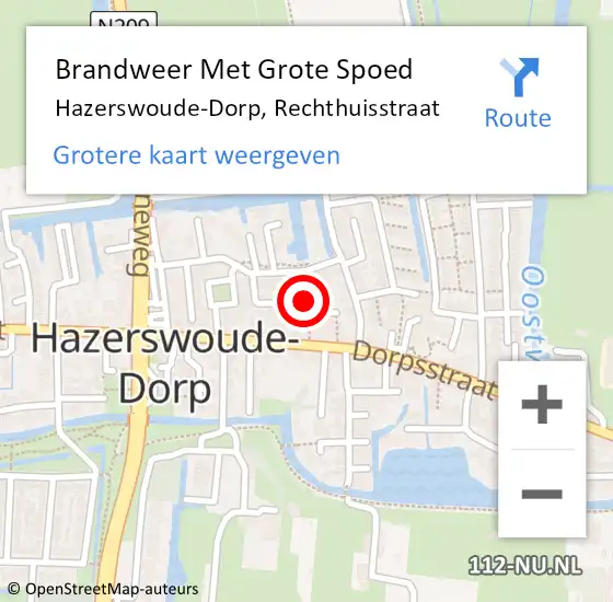 Locatie op kaart van de 112 melding: Brandweer Met Grote Spoed Naar Hazerswoude-Dorp, Rechthuisstraat op 13 november 2021 18:42