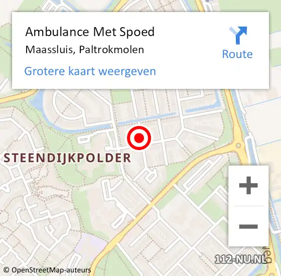 Locatie op kaart van de 112 melding: Ambulance Met Spoed Naar Maassluis, Paltrokmolen op 13 november 2021 18:44