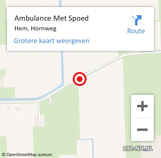 Locatie op kaart van de 112 melding: Ambulance Met Spoed Naar Hem, Hornweg op 13 november 2021 18:55