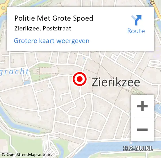 Locatie op kaart van de 112 melding: Politie Met Grote Spoed Naar Zierikzee, Poststraat op 13 november 2021 19:10