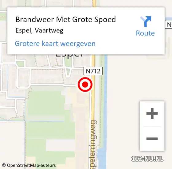 Locatie op kaart van de 112 melding: Brandweer Met Grote Spoed Naar Espel, Vaartweg op 13 november 2021 19:18