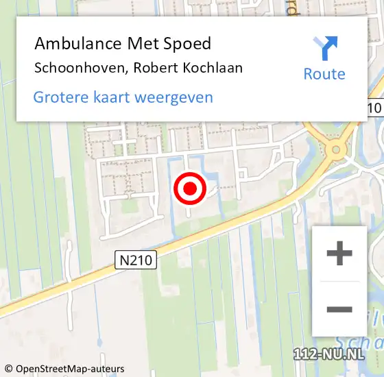 Locatie op kaart van de 112 melding: Ambulance Met Spoed Naar Schoonhoven, Robert Kochlaan op 13 november 2021 19:21